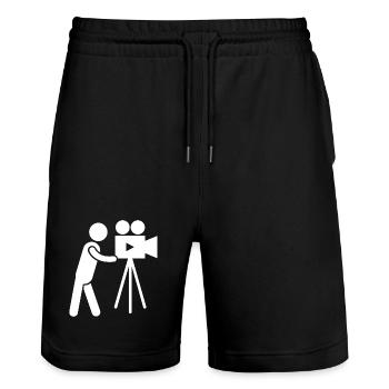 Cameraman Camerawoman Photographer Photographer - Stanley/Stella Trainer Unisex Organic Jogging Shorts - black - Front - Nik (191cm) & Marisol (170cm)