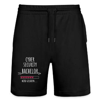 Cyber Security Bachelor Studium Geschenk - Stanley/Stella Unisex Bio Joggingshorts Trainer  - Schwarz - Vorne - Nik (191cm) & Marisol (170cm)