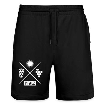 Palatinate Sun Grapes Design - Stanley/Stella Trainer Unisex Organic Jogging Shorts - black - Front - Nik (191cm) & Marisol (170cm)