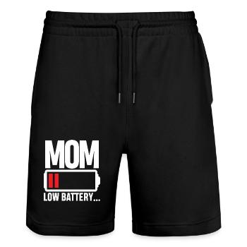 Mom Battery Low - Stanley/Stella Trainer Unisex Organic Jogging Shorts - black - Front - Nik (191cm) & Marisol (170cm)
