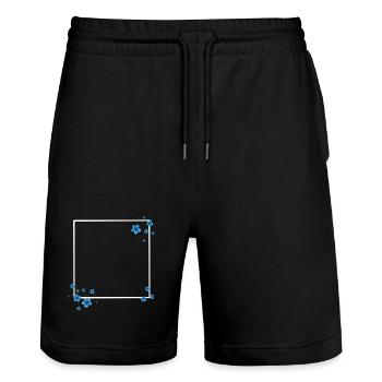 Quadrat Blüten Blau - Stanley/Stella Unisex Bio Joggingshorts Trainer  - Schwarz - Vorne - Nik (191cm) & Marisol (170cm)
