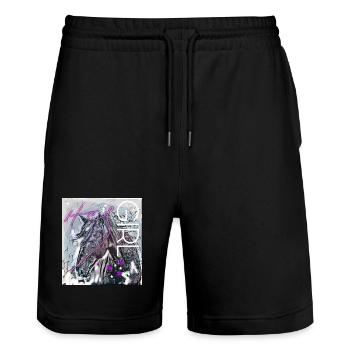 Hey Girl Tête de cheval - Short de jogging bio TRAINER Stanley/Stella unisexe - noir - Devant - Nik (191cm) & Marisol (170cm)