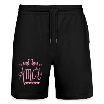 Amor - Valentines T-Shirt - Stanley/Stella Unisex Bio Joggingshorts Trainer  - Schwarz - Vorne - Nik (191cm) & Marisol (170cm)