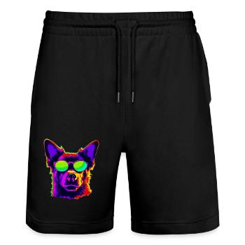 Stylischer Vierbeiner mit Sonnenbrille - Stanley/Stella Unisex Bio Joggingshorts Trainer  - Schwarz - Vorne - Nik (191cm) & Marisol (170cm)