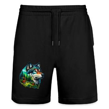 Loup - Short de jogging bio TRAINER Stanley/Stella unisexe - noir - Devant - Nik (191cm) & Marisol (170cm)