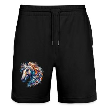Cheval - Short de jogging bio TRAINER Stanley/Stella unisexe - noir - Devant - Nik (191cm) & Marisol (170cm)