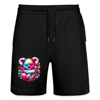 Koala - Short de jogging bio TRAINER Stanley/Stella unisexe - noir - Devant - Nik (191cm) & Marisol (170cm)