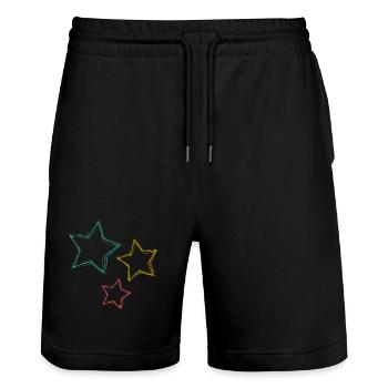 ETOILE. STAR. ETOILES. FÊTE. ANNIVERSAIRE. NOËL - Short de jogging bio TRAINER Stanley/Stella unisexe - noir - Devant - Nik (191cm) & Marisol (170cm)
