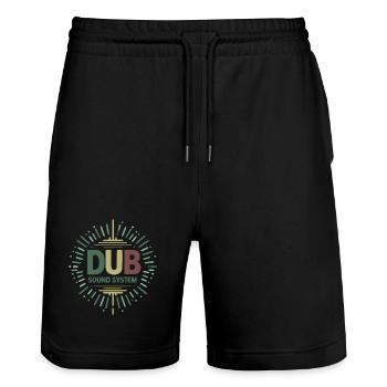 dub sound system design - Stanley/Stella Trainer Unisex Organic Jogging Shorts - black - Front - Nik (191cm) & Marisol (170cm)