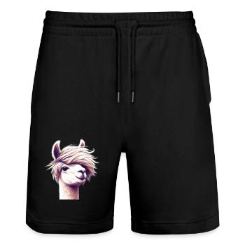 Alpaka - Stanley/Stella Unisex Bio Joggingshorts Trainer  - Schwarz - Vorne - Nik (191cm) & Marisol (170cm)