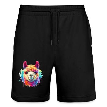 Alpaca - Stanley/Stella Trainer Unisex Organic Jogging Shorts - black - Front - Nik (191cm) & Marisol (170cm)
