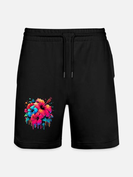 Fleurs d’hibiscus - Short de jogging bio TRAINER Stanley/Stella unisexe - noir