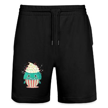 Cute Cupcake Monster – Cute and Playful - Stanley/Stella Trainer Unisex Organic Jogging Shorts - black - Front - Nik (191cm) & Marisol (170cm)