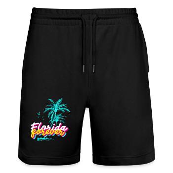 Florida Forever Palmenparadies - Stanley/Stella Unisex Bio Joggingshorts Trainer  - Schwarz - Vorne - Nik (191cm) & Marisol (170cm)