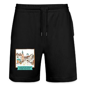 Street Food Festval - Stanley/Stella Unisex Bio Joggingshorts Trainer  - Schwarz - Vorne - Nik (191cm) & Marisol (170cm)
