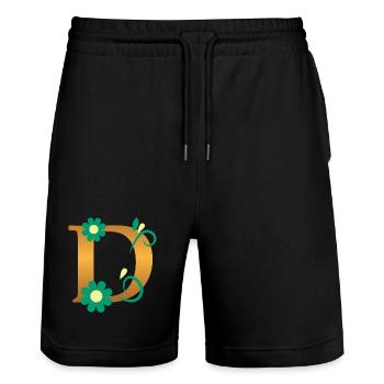 D - Stanley/Stella Trainer Unisex Organic Jogging Shorts - black - Front - Nik (191cm) & Marisol (170cm)