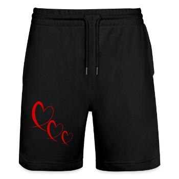 GELIEBTE. VIELEN DANK. DANKE HERRIN. GESCHENK - Stanley/Stella Unisex Bio Joggingshorts Trainer  - Schwarz - Vorne - Nik (191cm) & Marisol (170cm)