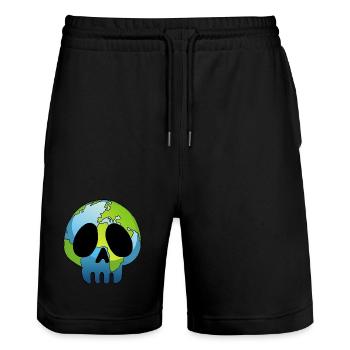 Skull of Planet Earth - Stanley/Stella Trainer Unisex Organic Jogging Shorts - black - Front - Nik (191cm) & Marisol (170cm)