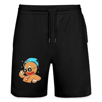 Gingerbread man Christmas gingerbread - Stanley/Stella Trainer Unisex Organic Jogging Shorts - black - Front - Nik (191cm) & Marisol (170cm)