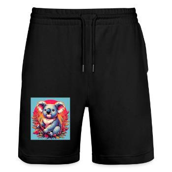 Koala - Stanley/Stella Unisex Bio Joggingshorts Trainer  - Schwarz - Vorne - Nik (191cm) & Marisol (170cm)