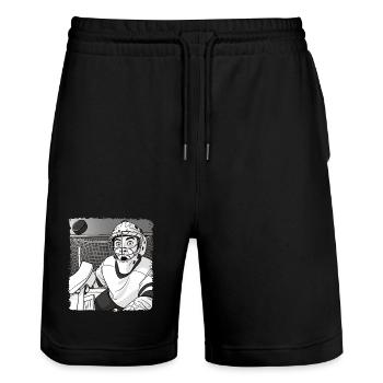 Funny Hockey Goalie Selfie Hockey - Stanley/Stella Trainer Unisex Organic Jogging Shorts - black - Front - Nik (191cm) & Marisol (170cm)
