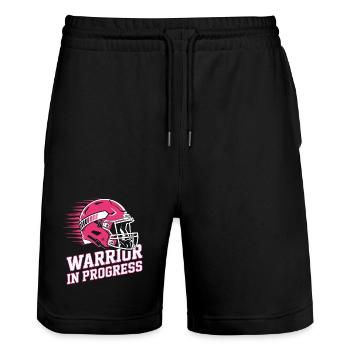 Brustkrebs Bewusstsein Warrior In Progress - Stanley/Stella Unisex Bio Joggingshorts Trainer  - Schwarz - Vorne - Nik (191cm) & Marisol (170cm)