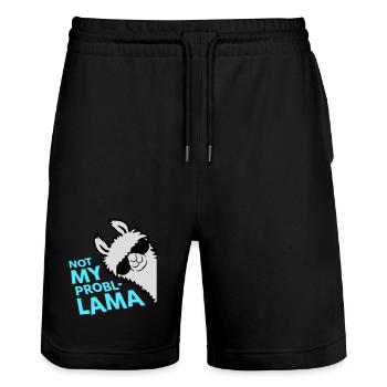 Lama Not My Problama Cool Sonnenbrille Seitlich - Stanley/Stella Unisex Bio Joggingshorts Trainer  - Schwarz - Vorne - Nik (191cm) & Marisol (170cm)