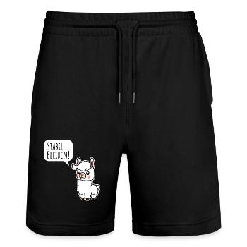 Little llama stays stable! Stay stable too! - Stanley/Stella Trainer Unisex Organic Jogging Shorts - black - Front - Nik (191cm) & Marisol (170cm)