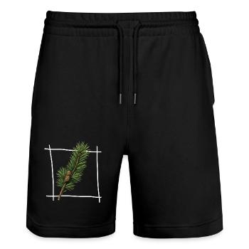 Pine Branch Minimal Frame - Stanley/Stella Trainer Unisex Organic Jogging Shorts - black - Front - Nik (191cm) & Marisol (170cm)