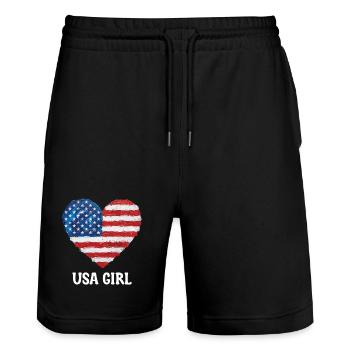 USA Football féminin États-Unis - Short de jogging bio TRAINER Stanley/Stella unisexe - noir - Devant - Nik (191cm) & Marisol (170cm)