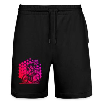 Clear road bike message - Stanley/Stella Trainer Unisex Organic Jogging Shorts - black - Front - Nik (191cm) & Marisol (170cm)