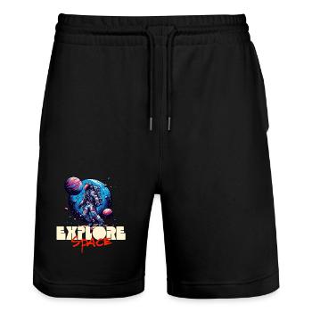 Explorer Space Astronaut - Short de jogging bio TRAINER Stanley/Stella unisexe - noir - Devant - Nik (191cm) & Marisol (170cm)