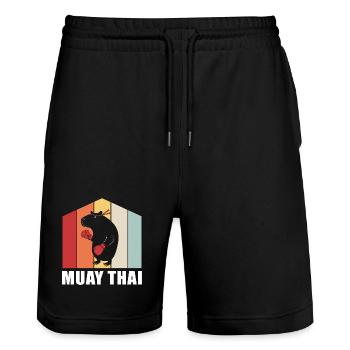 Muay thai Kickboxer Kickboxing Thai boxing - Stanley/Stella Unisex Bio Joggingshorts Trainer  - Schwarz - Vorne - Nik (191cm) & Marisol (170cm)
