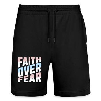 Faith Over Fear Pastel Christian Inspirational - Stanley/Stella Trainer Unisex Organic Jogging Shorts - black - Front - Nik (191cm) & Marisol (170cm)