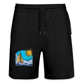 Planeurs au bord de la mer 2 - Short de jogging bio TRAINER Stanley/Stella unisexe - noir - Devant - Nik (191cm) & Marisol (170cm)
