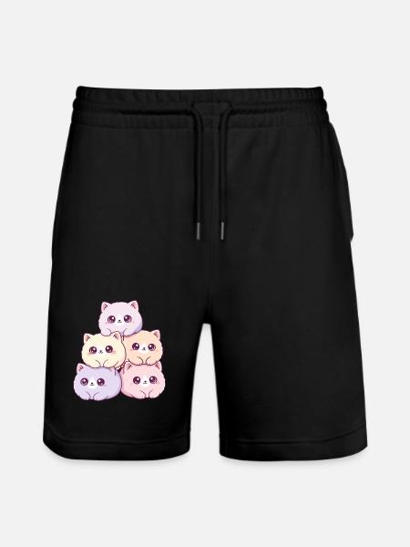 Pastel cats bunch cuddly happy - Stanley/Stella Trainer Unisex Organic Jogging Shorts - black