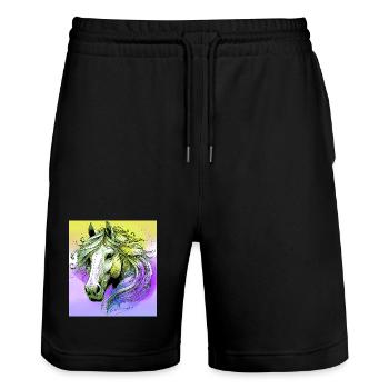 Pferd - Stanley/Stella Unisex Bio Joggingshorts Trainer  - Schwarz - Vorne - Nik (191cm) & Marisol (170cm)