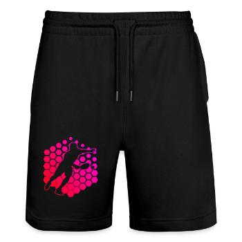 Pickleball Community Geschenkidee für den Vatertag - Stanley/Stella Unisex Bio Joggingshorts Trainer  - Schwarz - Vorne - Nik (191cm) & Marisol (170cm)
