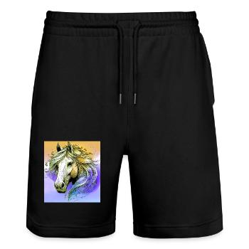 cheval - Short de jogging bio TRAINER Stanley/Stella unisexe - noir - Devant - Nik (191cm) & Marisol (170cm)