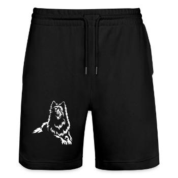 Swiss Shepherd "Black Edition" - Stanley/Stella Trainer Unisex Organic Jogging Shorts - black - Front - Nik (191cm) & Marisol (170cm)
