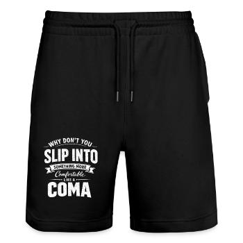 Humour Noir Sarcastique Slip Into A Coma - Short de jogging bio TRAINER Stanley/Stella unisexe - noir - Devant - Nik (191cm) & Marisol (170cm)