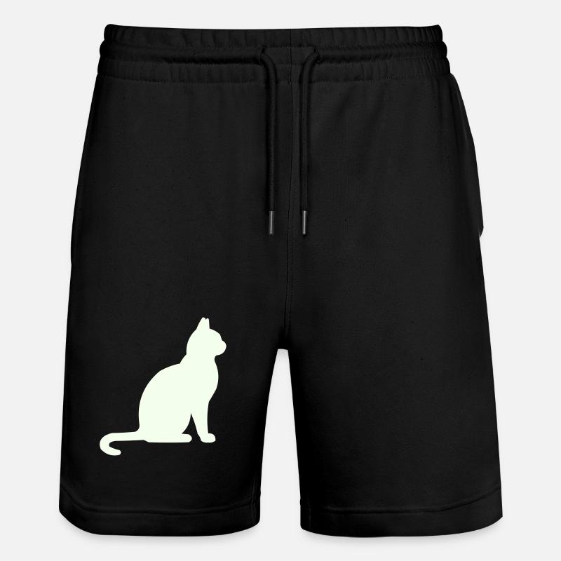 Moonlit Night Cat Silhouette - Stanley/Stella Trainer Unisex Organic Jogging Shorts - black