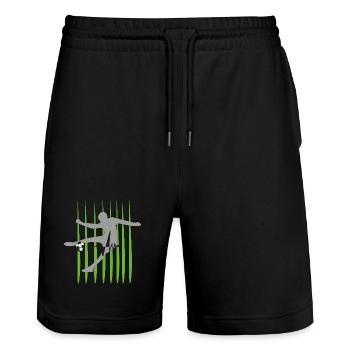 Kicker Herzschlag Fußball Pulsschlag - Stanley/Stella Unisex Bio Joggingshorts Trainer  - Schwarz - Vorne - Nik (191cm) & Marisol (170cm)