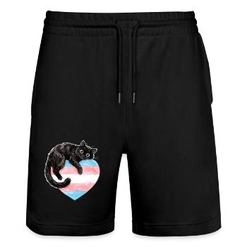 Pride Month LGBTQ - Protect Trans Kids - Stanley/Stella Trainer Unisex Organic Jogging Shorts - black - Front - Nik (191cm) & Marisol (170cm)