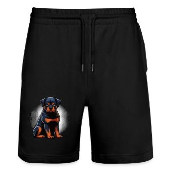 Rottweiler Propriétaire de Rottweiler Lovers - Short de jogging bio TRAINER Stanley/Stella unisexe - noir - Devant - Nik (191cm) & Marisol (170cm)