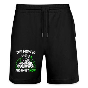 The_Mow_is_Calling_and_I_Must_Mow - Stanley/Stella Unisex Bio Joggingshorts Trainer  - Schwarz - Vorne - Nik (191cm) & Marisol (170cm)