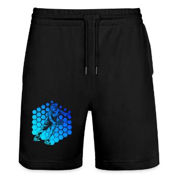Thème du jeu de pickleball autour de la communauté Pickleball - Short de jogging bio TRAINER Stanley/Stella unisexe - noir - Devant - Nik (191cm) & Marisol (170cm)
