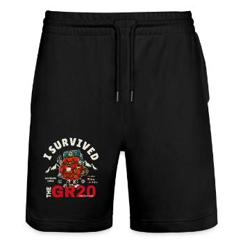 I Survived the GR20 corse cadeau randonnée - Short de jogging bio TRAINER Stanley/Stella unisexe - noir - Devant - Nik (191cm) & Marisol (170cm)