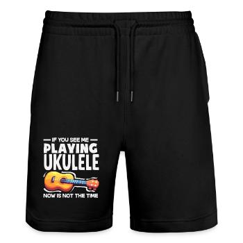 Designs et expressions amusantes de ukulélé - Short de jogging bio TRAINER Stanley/Stella unisexe - noir - Devant - Nik (191cm) & Marisol (170cm)