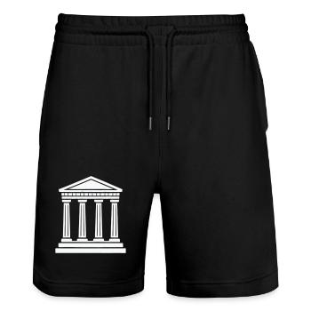 Klassischer Tempel Säulen Silhouette - Stanley/Stella Unisex Bio Joggingshorts Trainer  - Schwarz - Vorne - Nik (191cm) & Marisol (170cm)